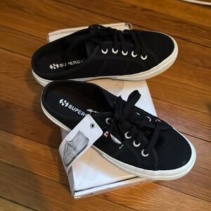 Superga Slide on Mules size 6.5 in Black